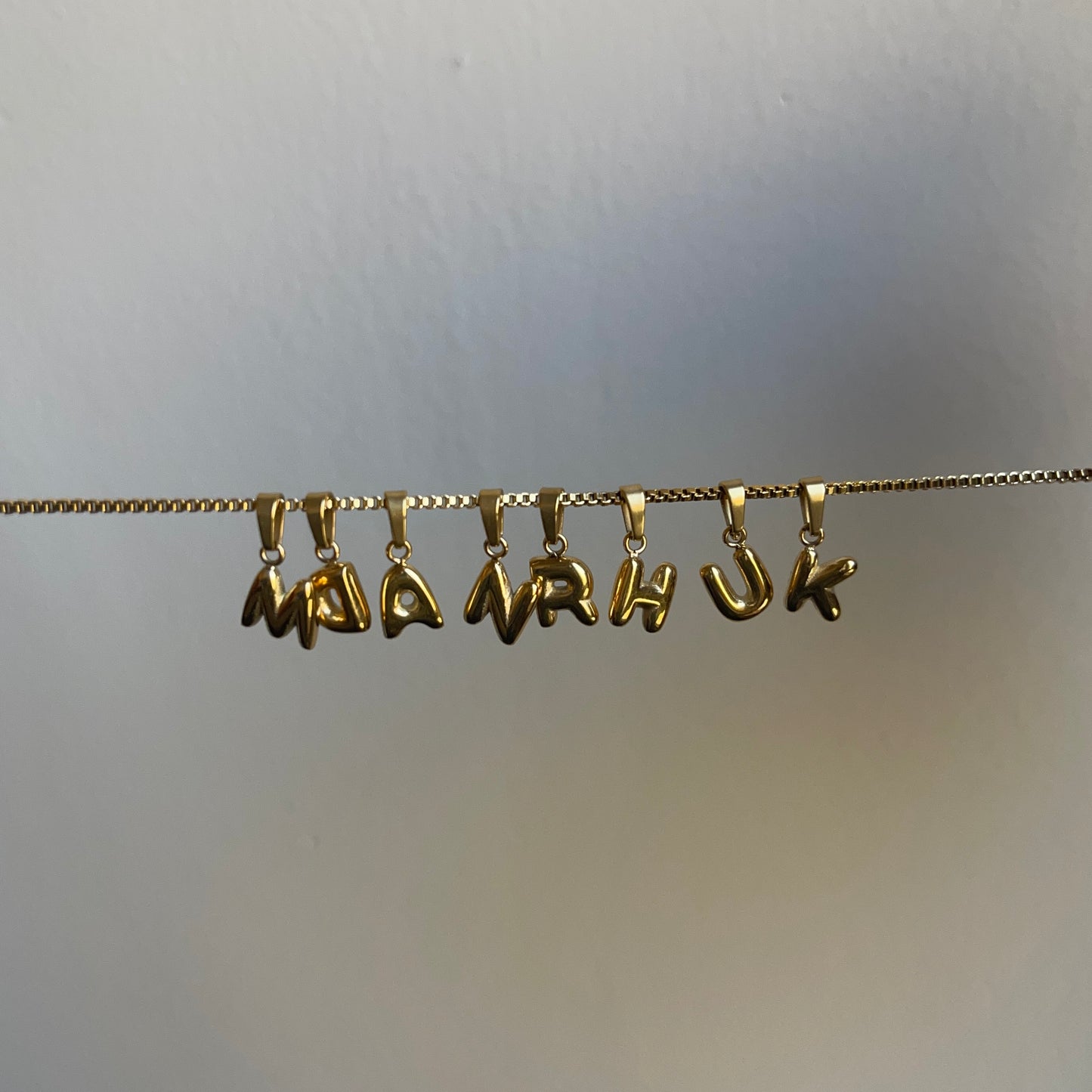 Chubby Initial necklace | gold plated necklace - Ladywithcraft