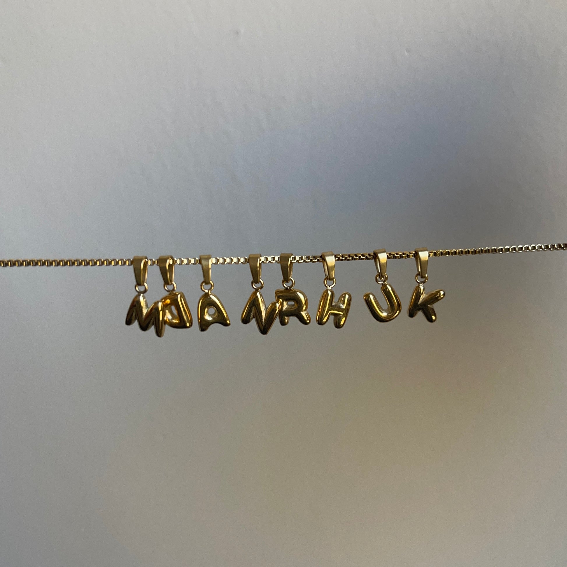 Chubby Initial necklace | gold plated necklace - Ladywithcraft
