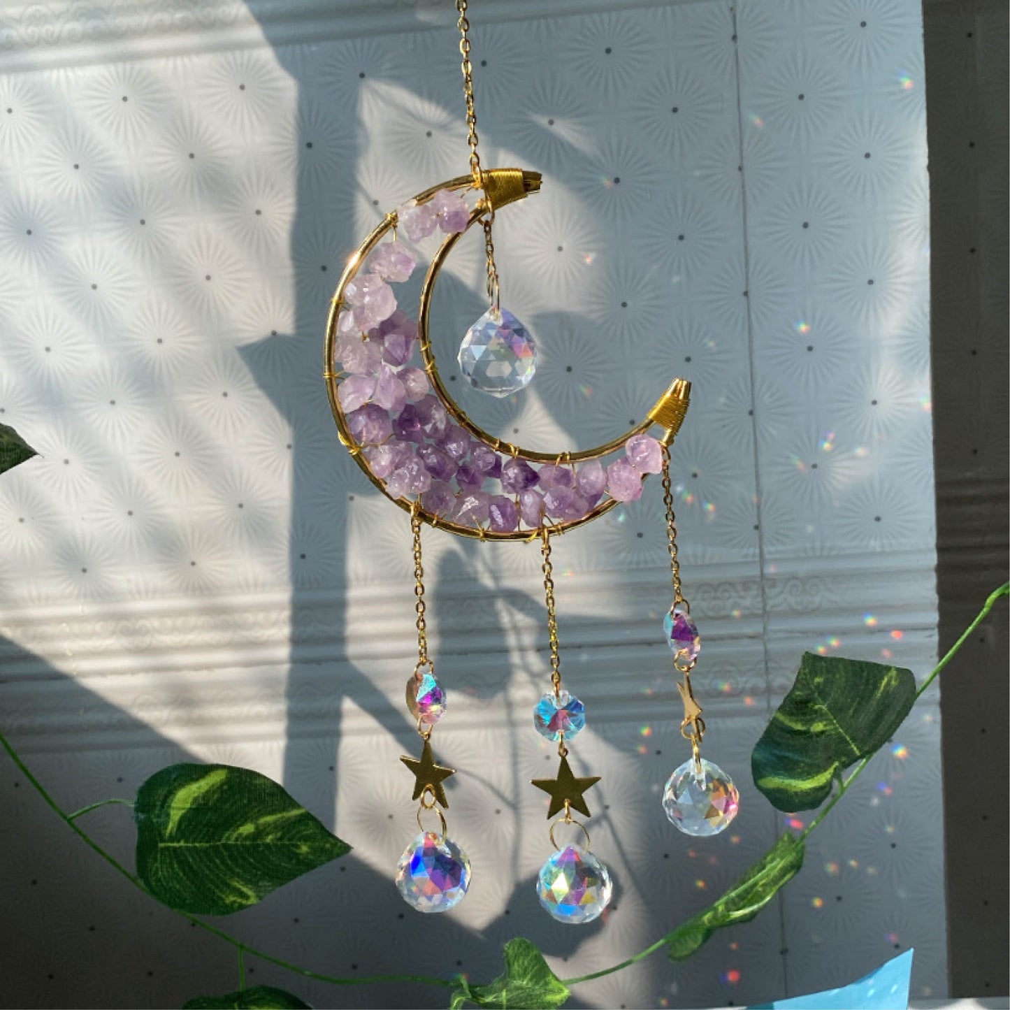 Selene | Amethyst Sun-catcher moon - Ladywithcraft