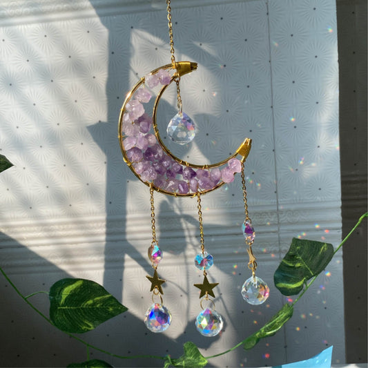 Selene | Amethyst Sun-catcher moon - Ladywithcraft