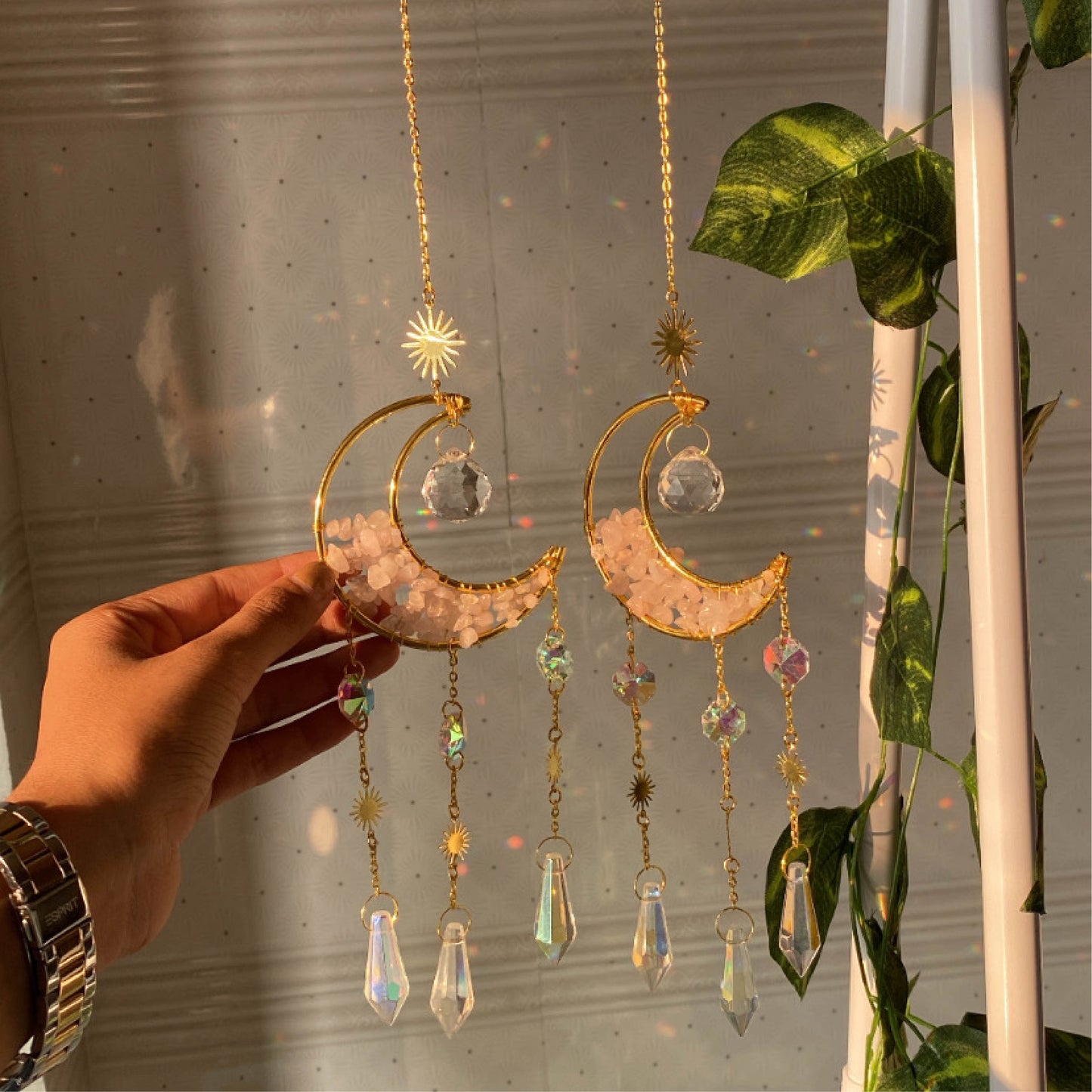 Selene - Rose quartz Suncatcher - Ladywithcraft