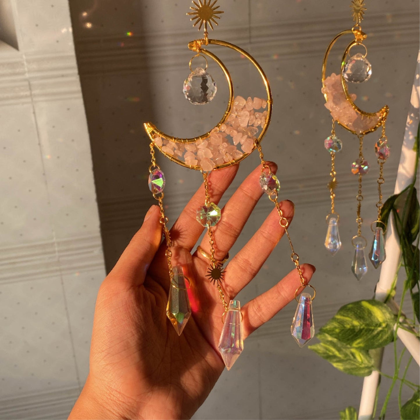 Selene - Rose quartz Suncatcher - Ladywithcraft