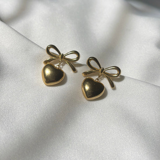 Bow heart earrings