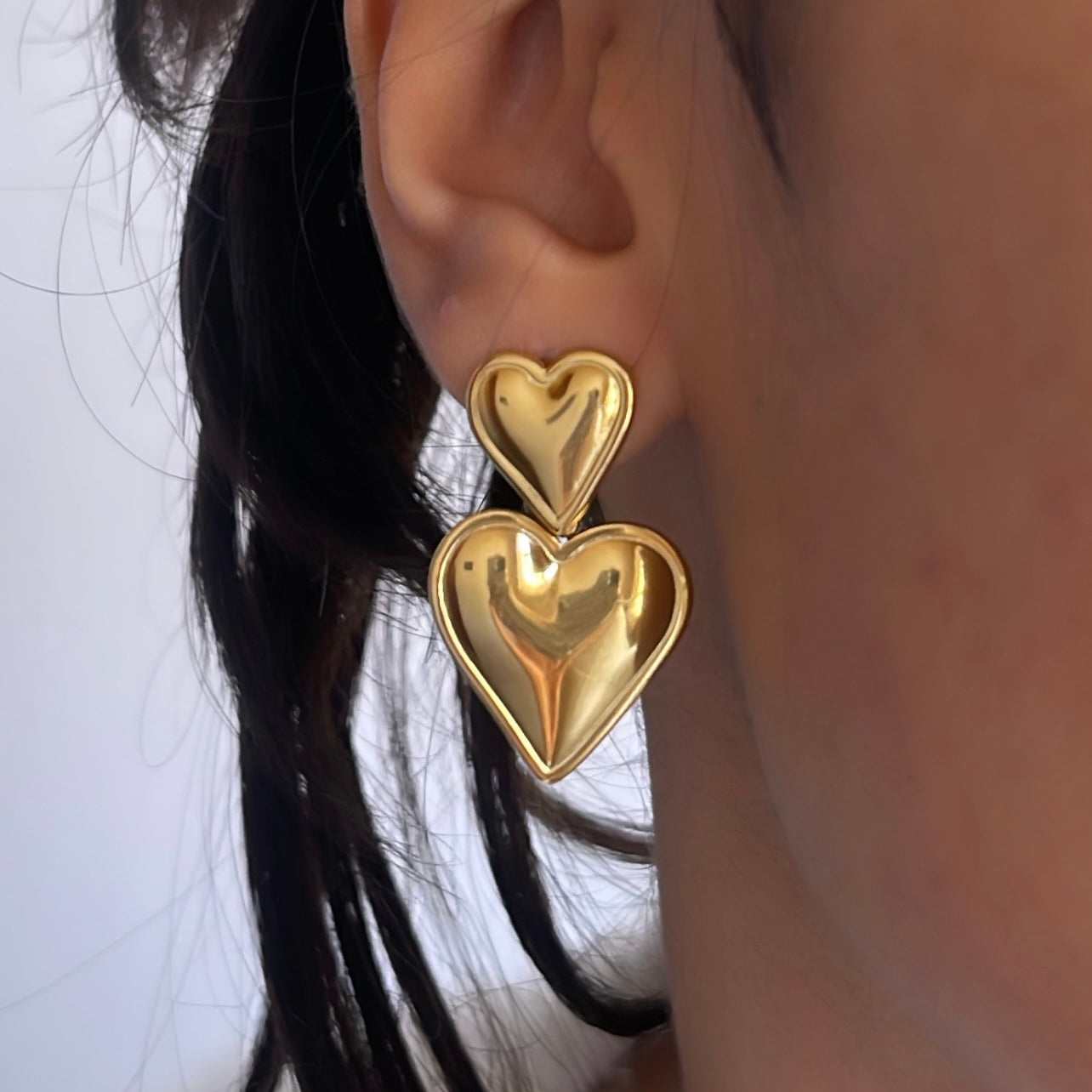Chubby heart |  Gold-plated heart earrings