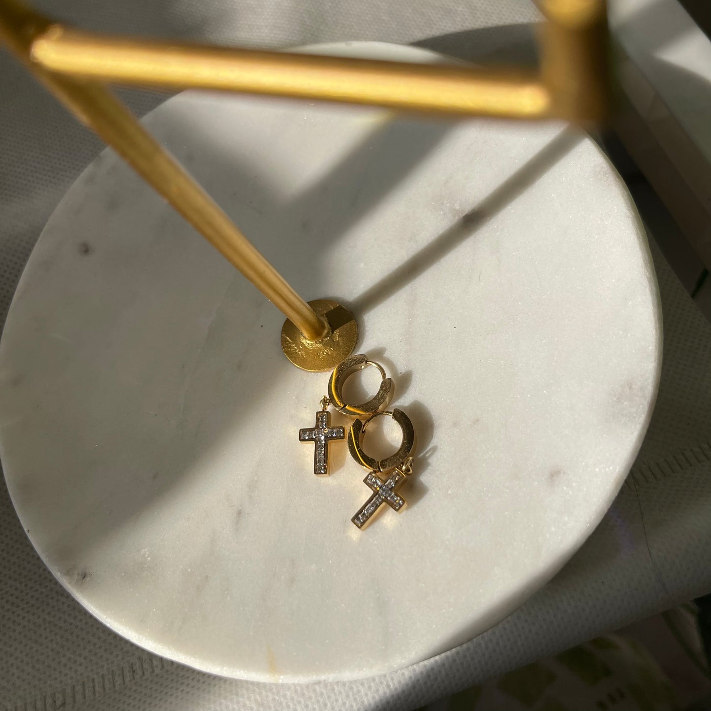 Cross 18k gold plated | earring - Ladywithcraft