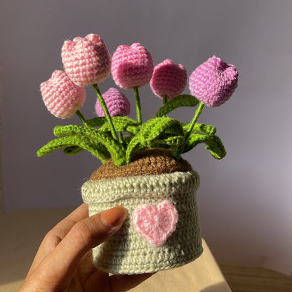 Tulip flower pot / Crochet flowers - Ladywithcraft