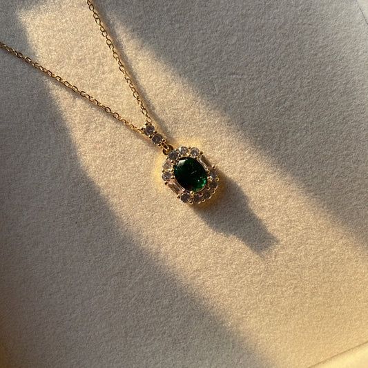 Emerey | 18k  gold plated emerald necklace
