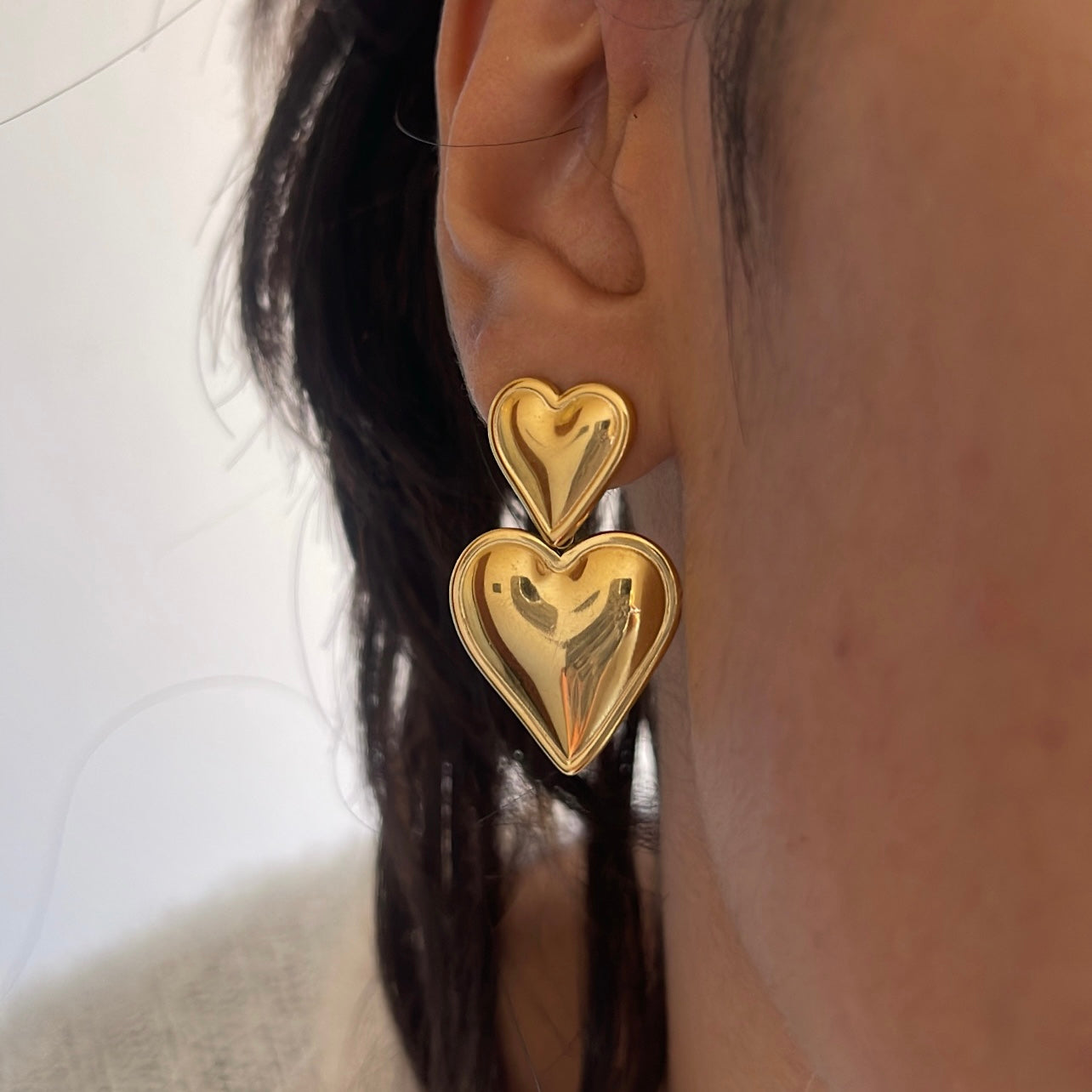 Chubby heart | Gold-plated heart earrings - Ladywithcraft
