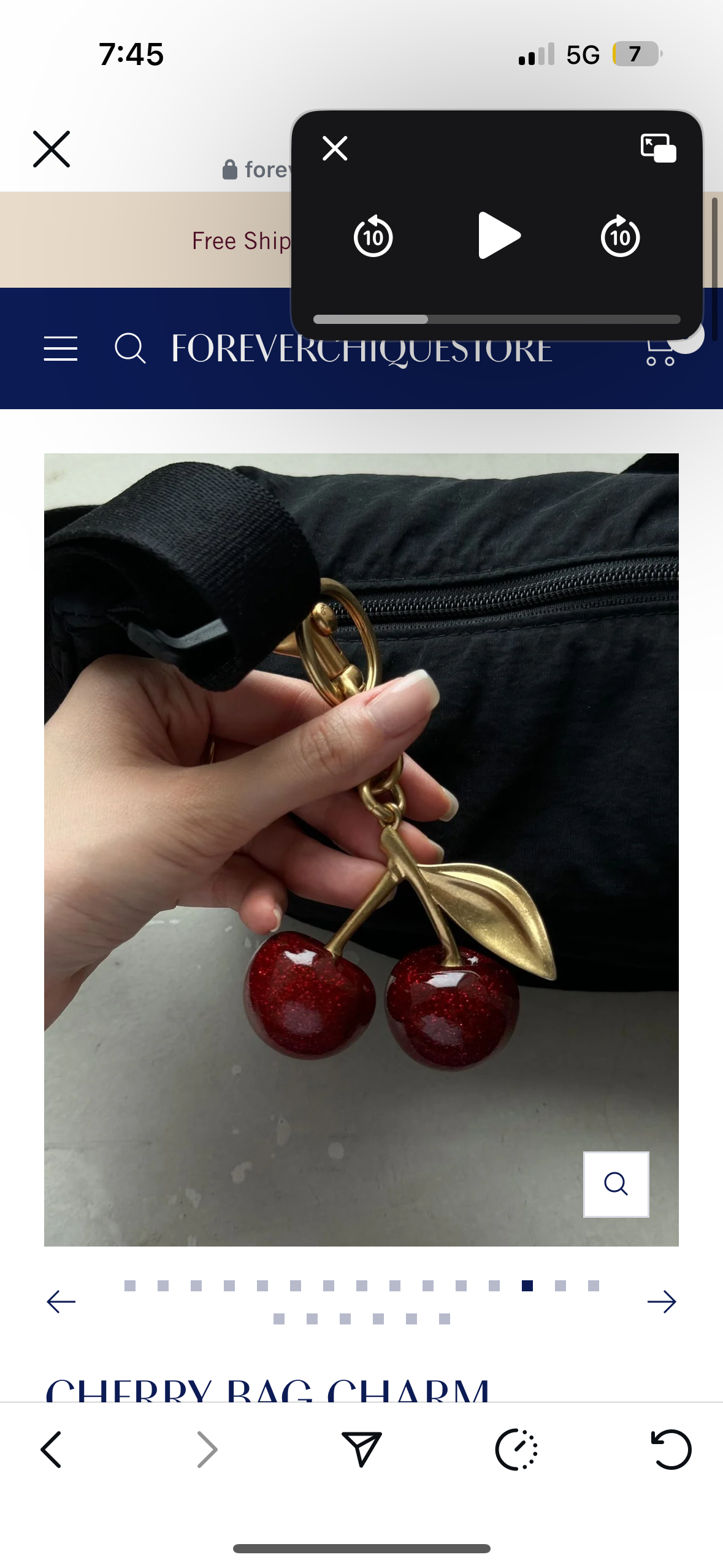 Cherry bag charm