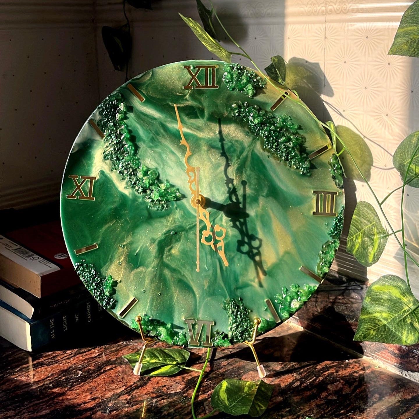 Emerald | Resin Wall Clock | Hand made roman clock