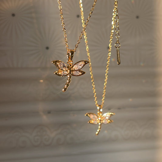 Dragon fly | gold plated necklace - Ladywithcraft