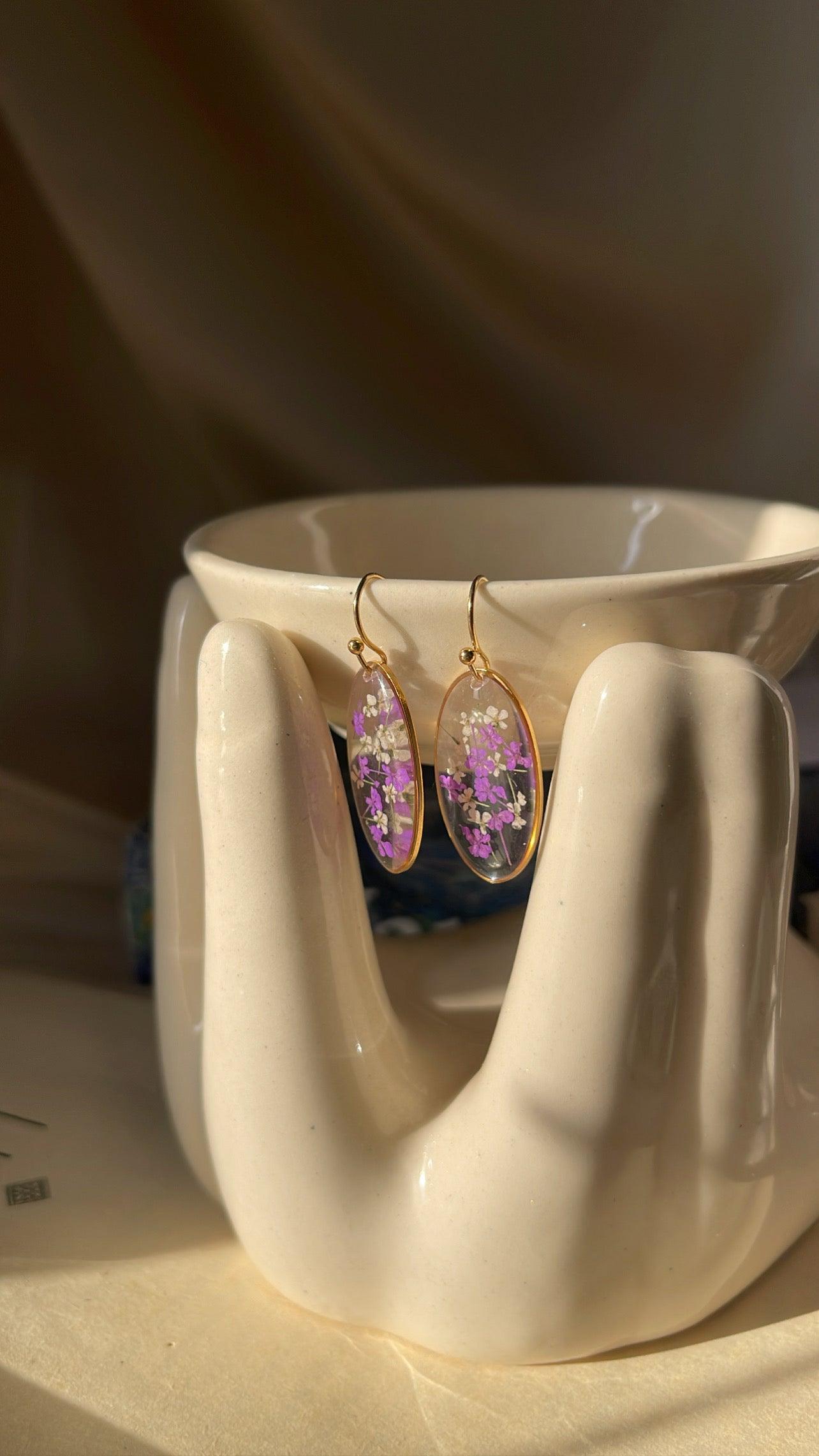 Amelia / annes lace Earrings | Real Pressed Flower Earrings - Ladywithcraft
