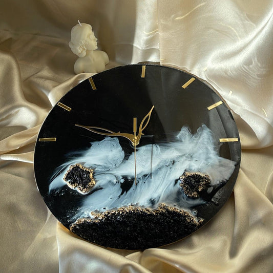 Black beach Resin Wall Clock | Hand made roman clock - Ladywithcraft