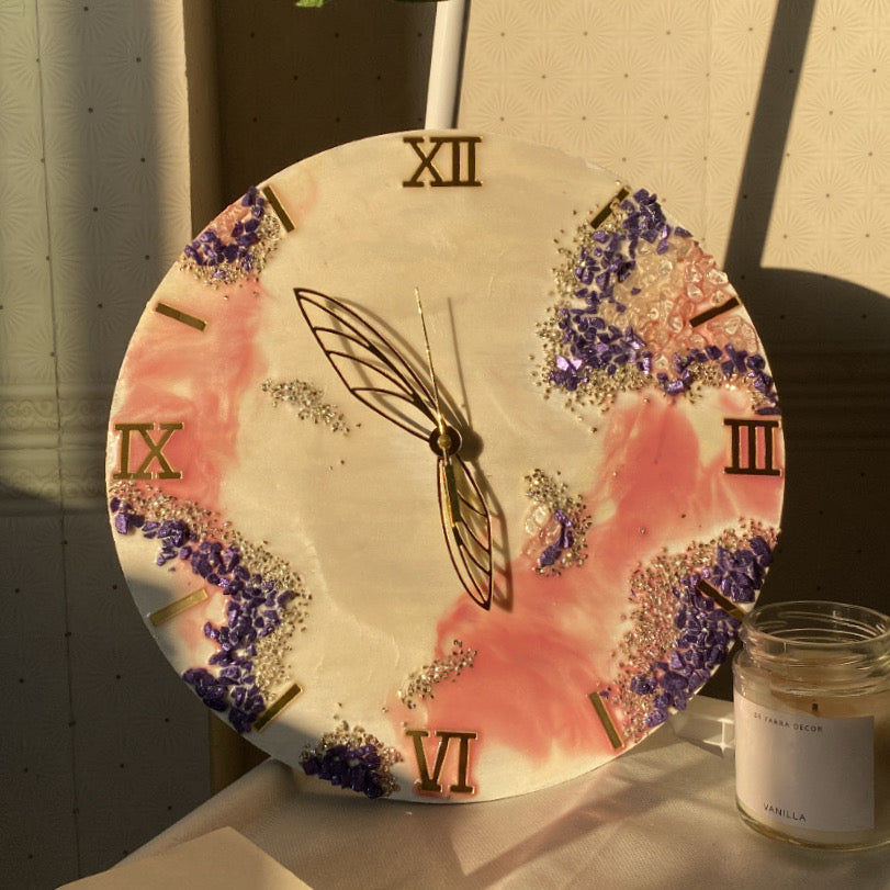 Butterfly Resin Wall Clock | Hand made roman clock - Ladywithcraft