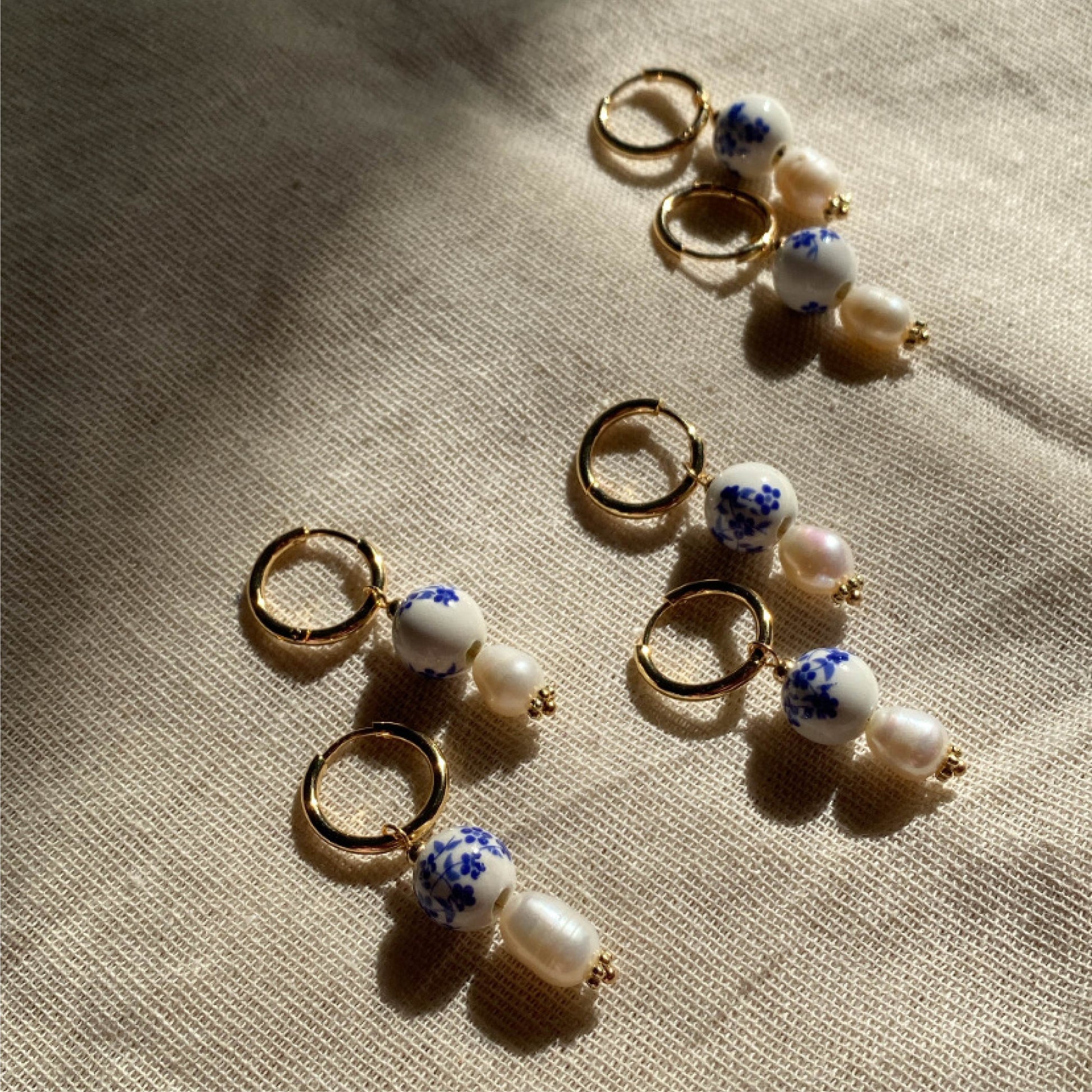 Ceramic & Pearl Hoop Earrings - Ladywithcraft