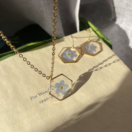Forget me not | Necklace and Earrings Set - Ladywithcraft